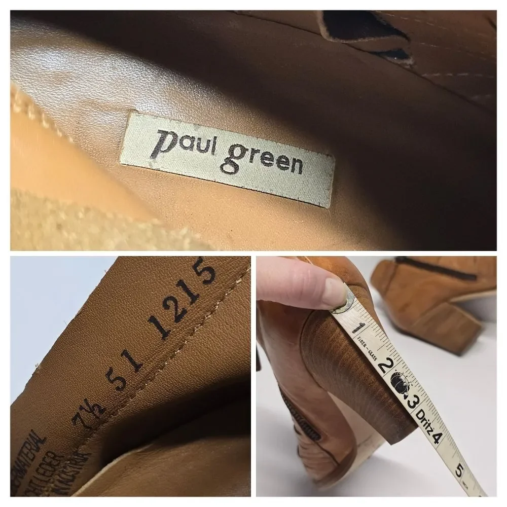Paul Green Malibu Sliced Zip Bootie Tan Brown Leather US 10